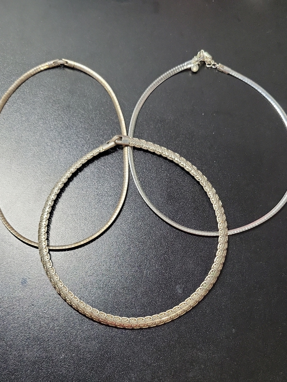 Sliver-Tone Textured Hoop Necklace Lot Women Jewelry